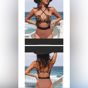 Cupshe One Piece Wild-at-heart Cutout Women L Bathing Suit NWT